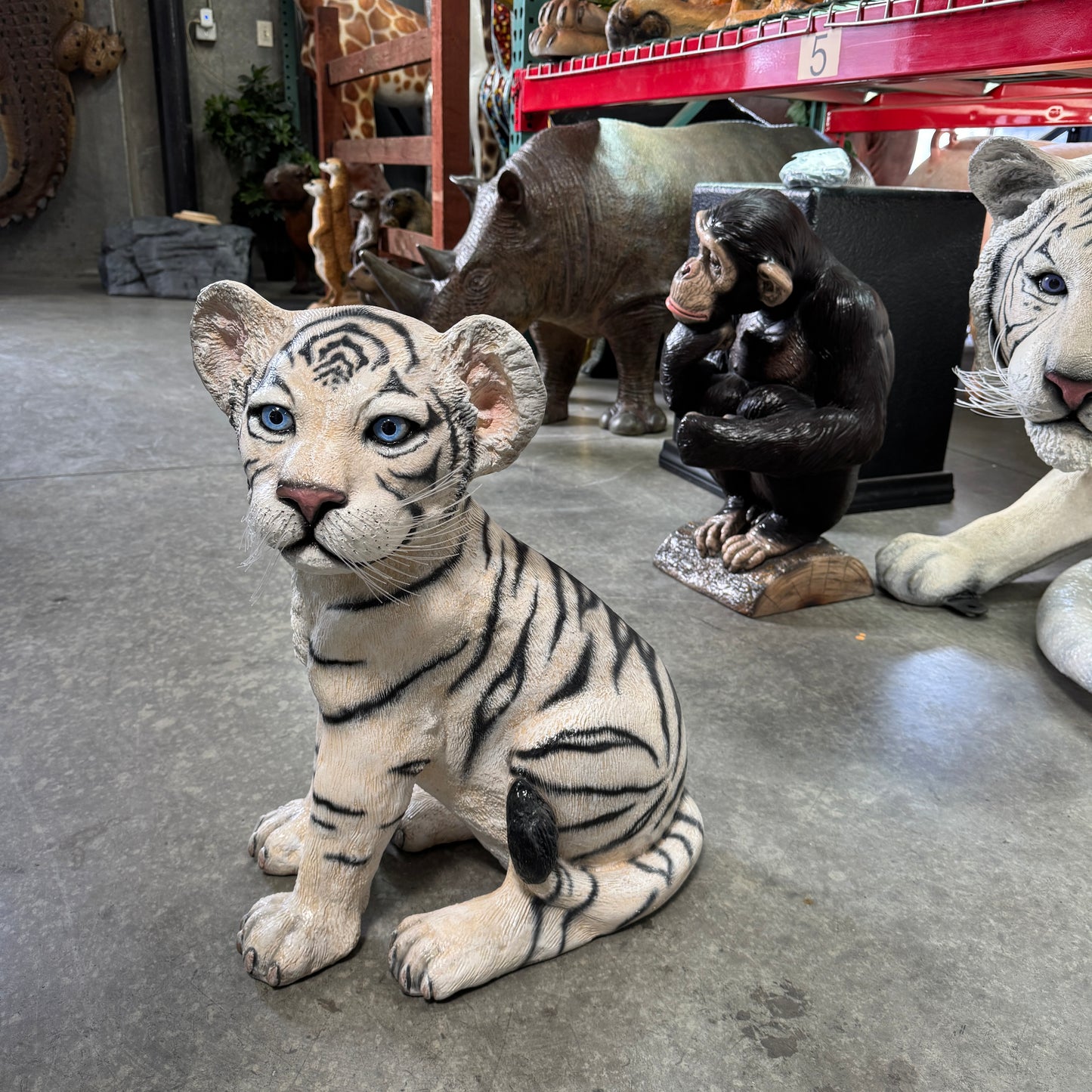 Siberian Tiger Cub Sitting Statue