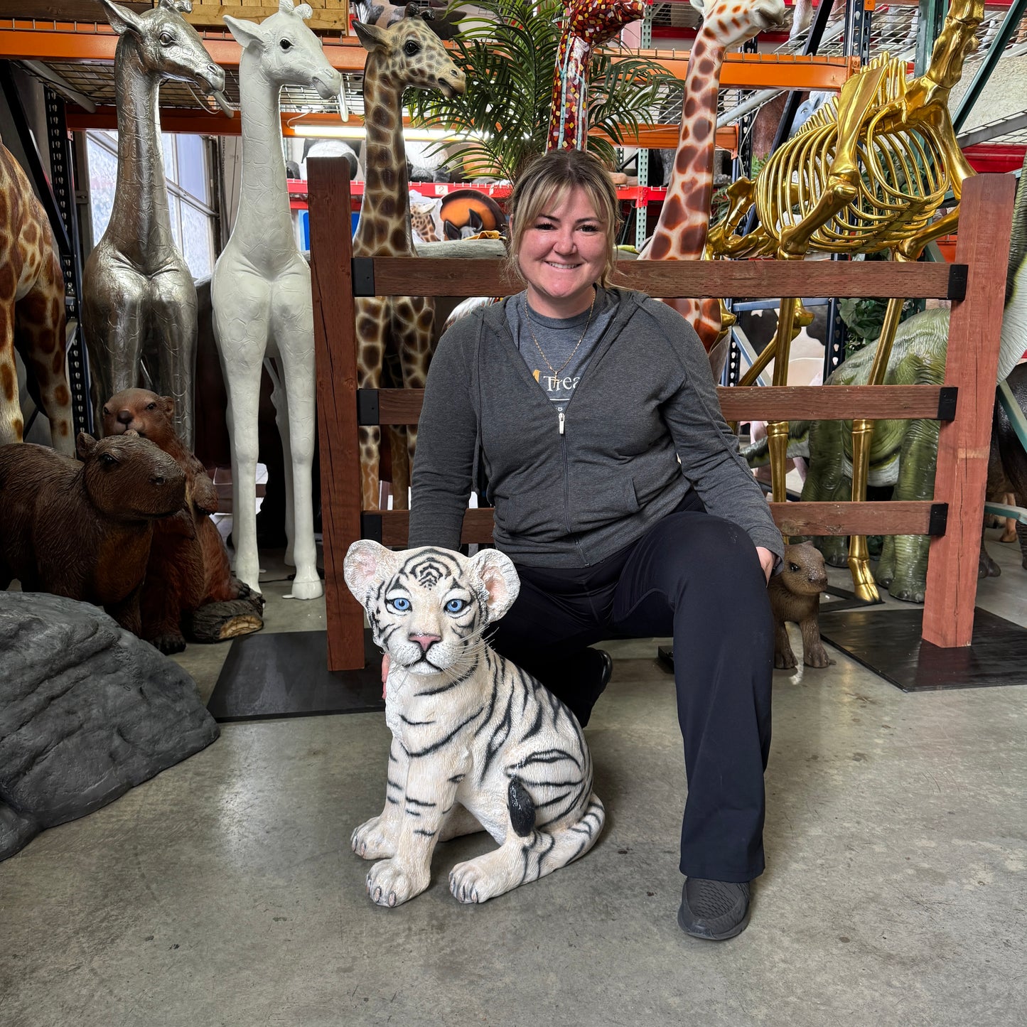 Siberian Tiger Cub Sitting Statue