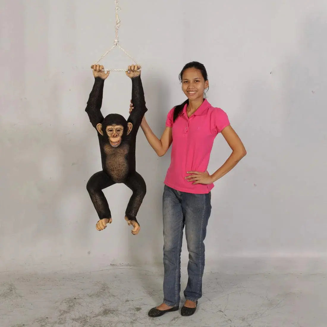 Hanging Monkey On Rope Statue A0297-120040-H
