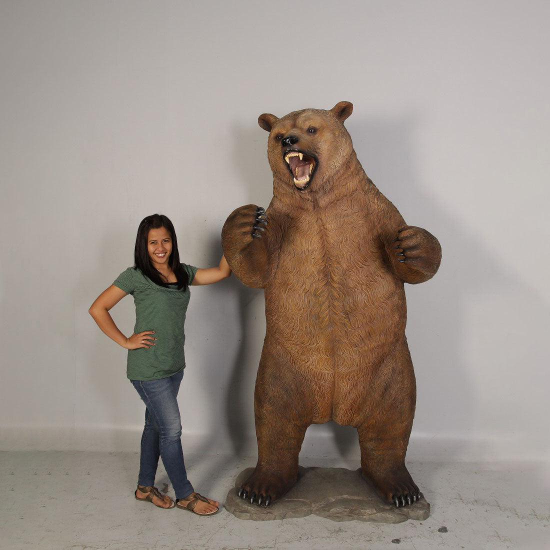 Growling Grizzly Bear Statue