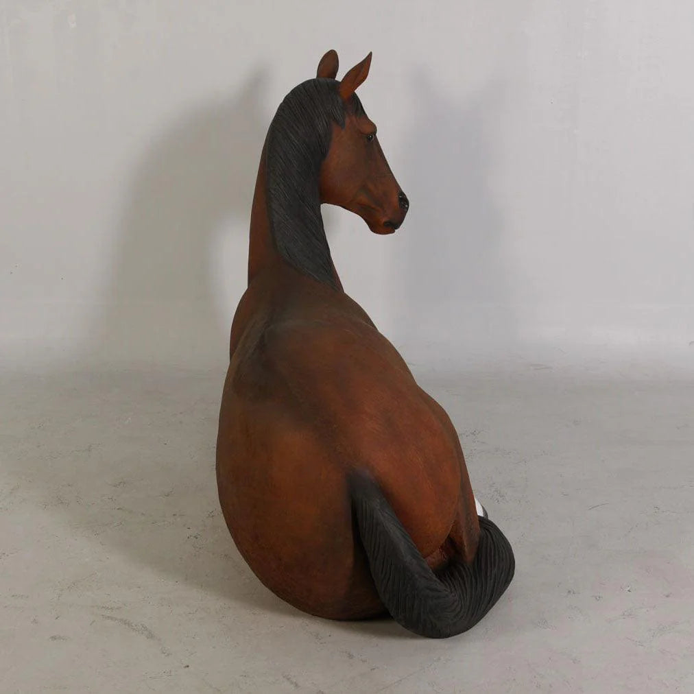 Brown Horse Resting Statue