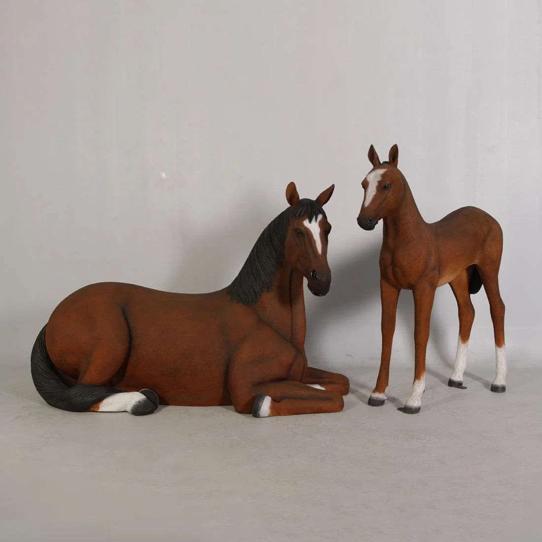 Brown Horse Resting Statue