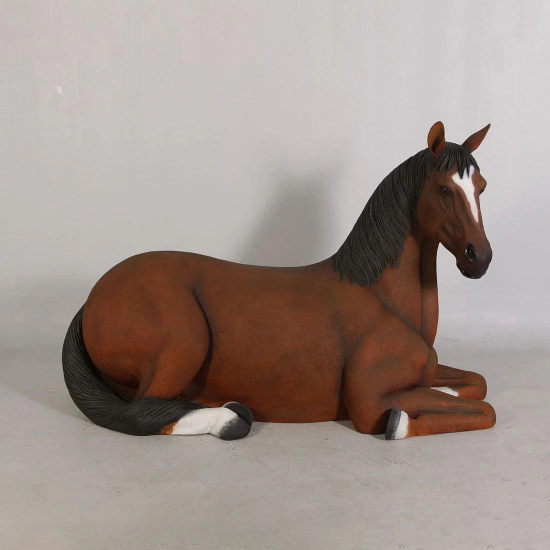 Brown Horse Resting Statue