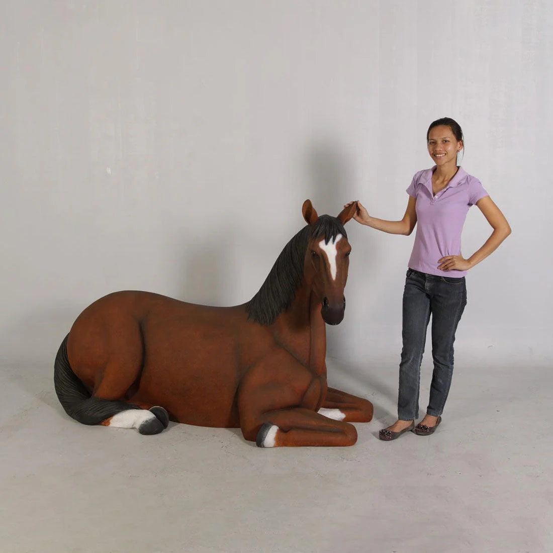 Brown Horse Resting Statue