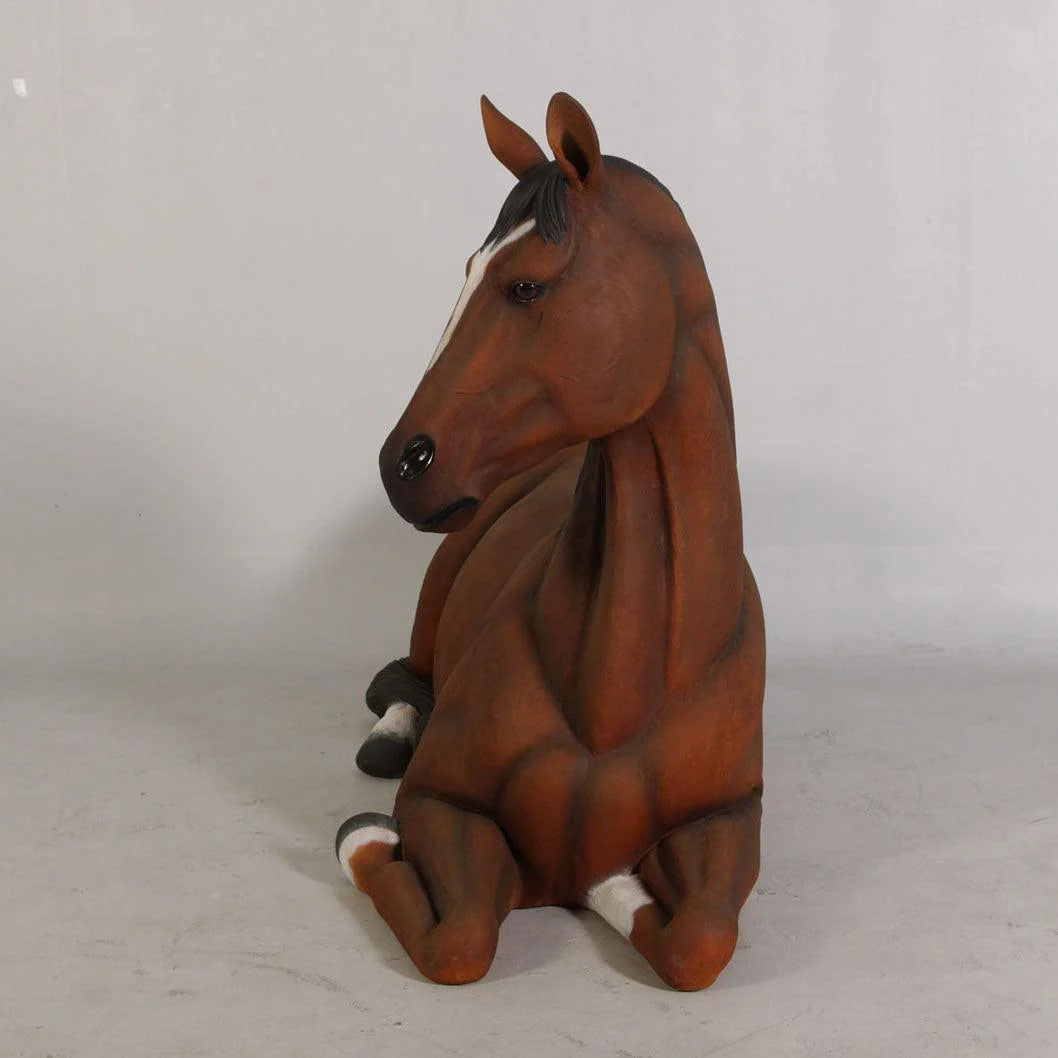 Brown Horse Resting Statue