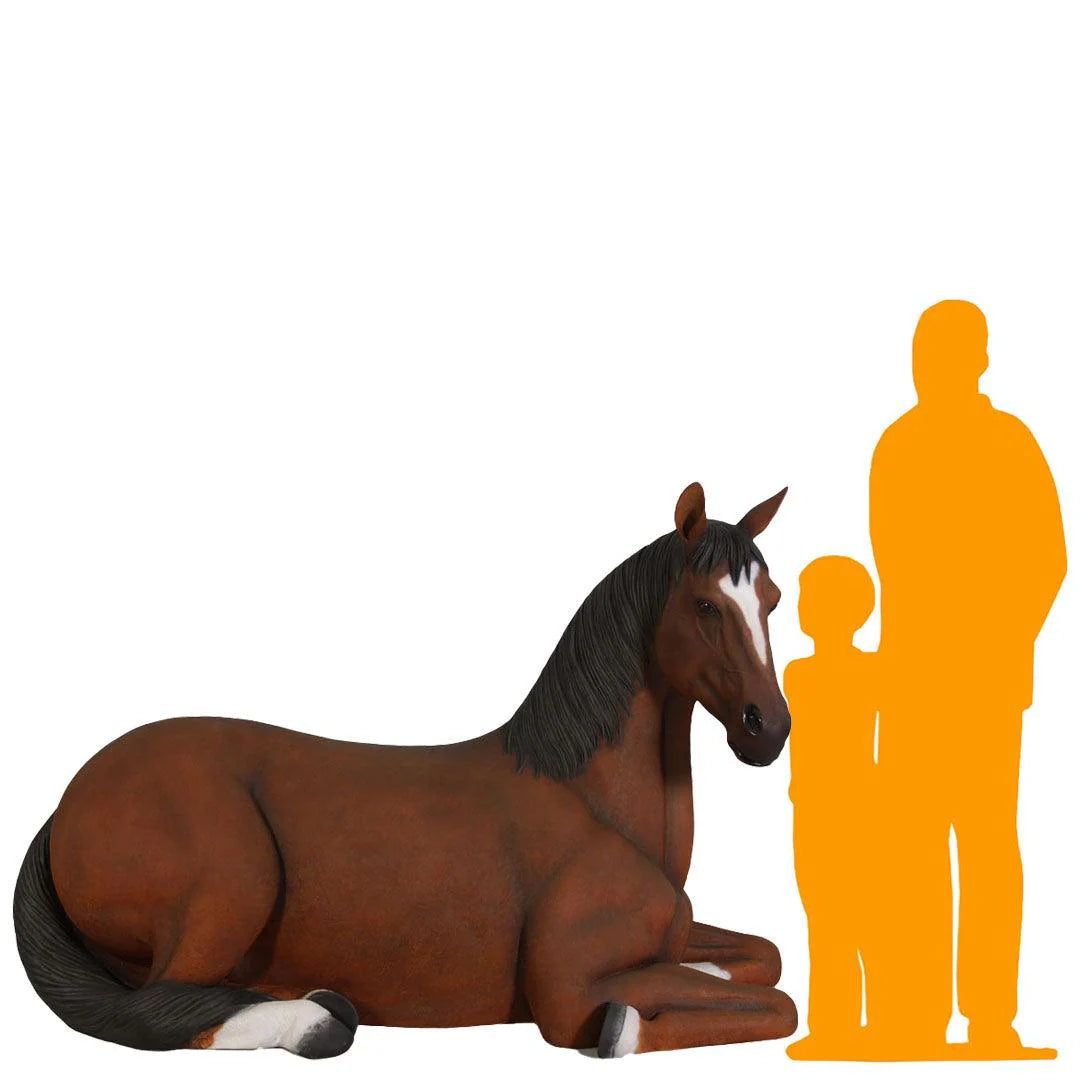 Brown Horse Resting Statue