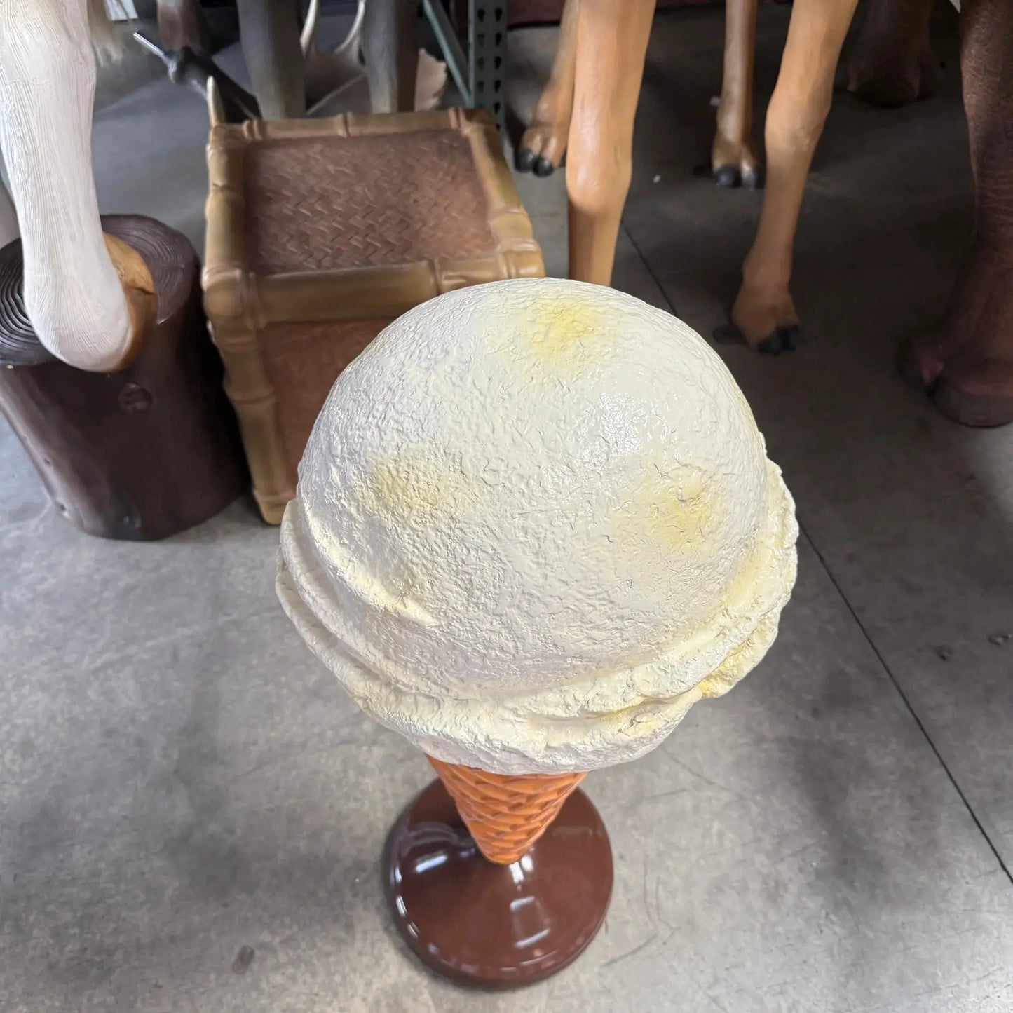 One Scoop Vanilla Ice Cream Cone Over Sized Statue R0194-130017-H