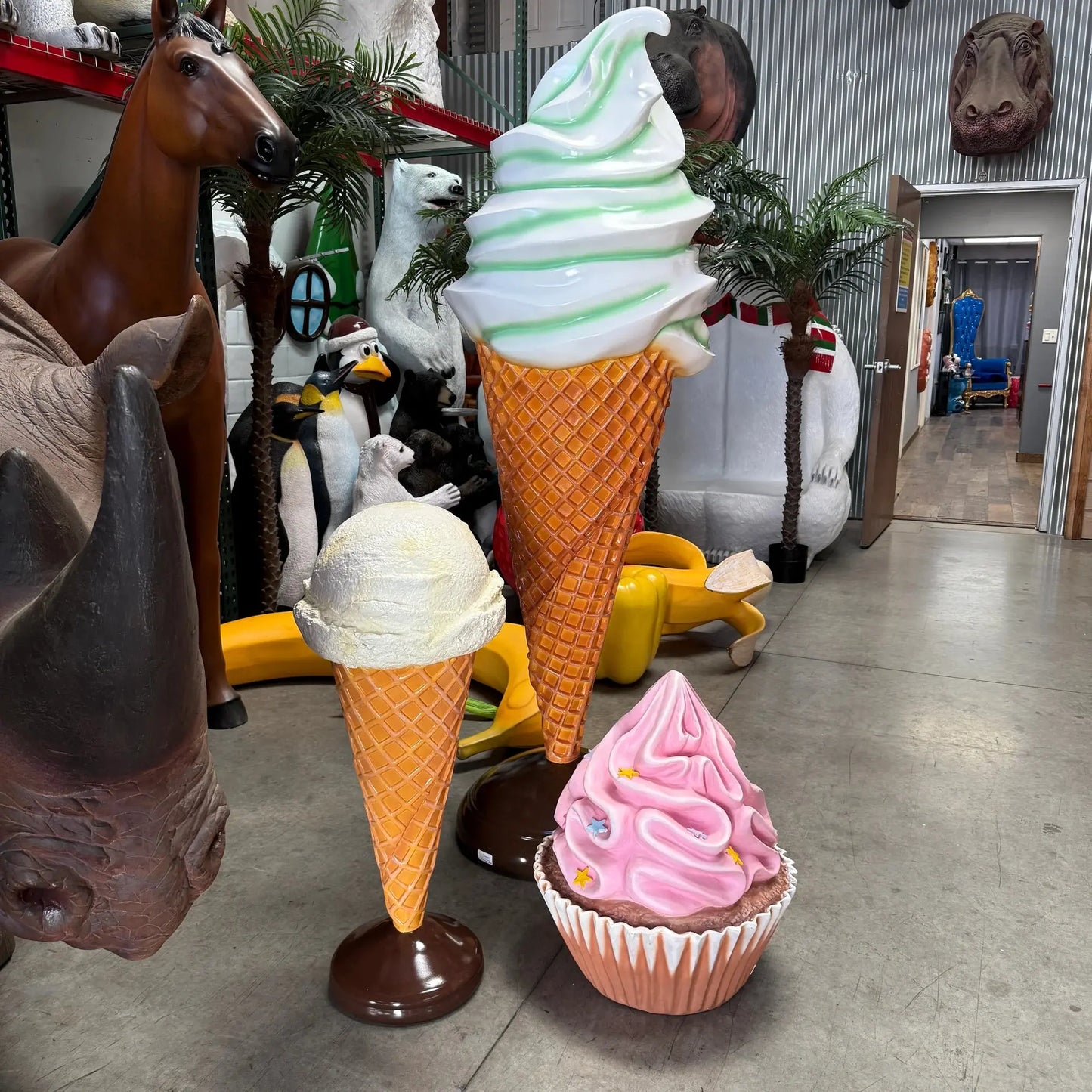One Scoop Vanilla Ice Cream Cone Over Sized Statue R0194-130017-H