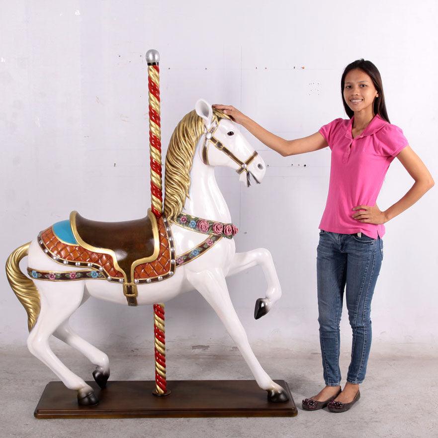 White Carousel Horse Statue
