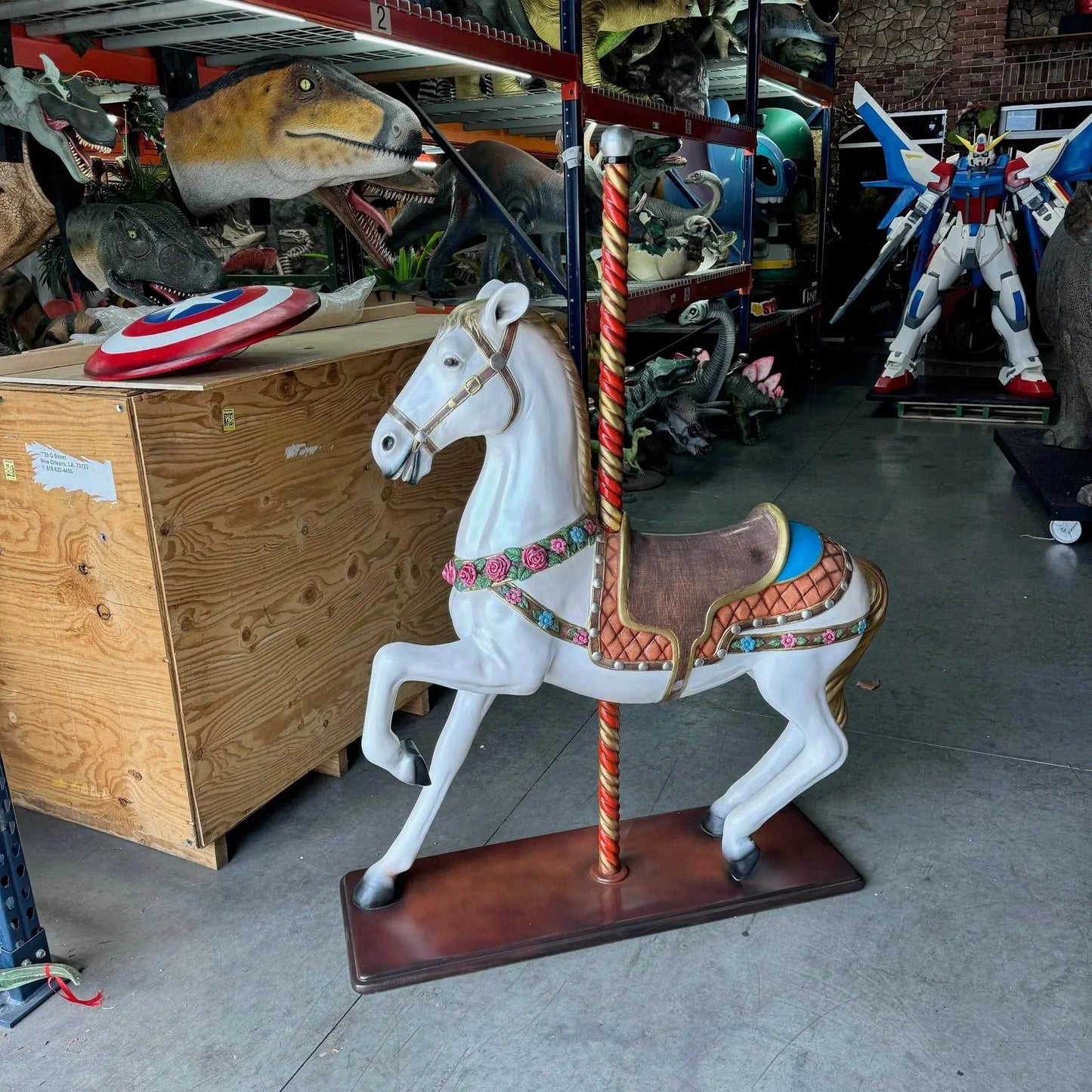 White Carousel Horse Statue A0338-130045-H