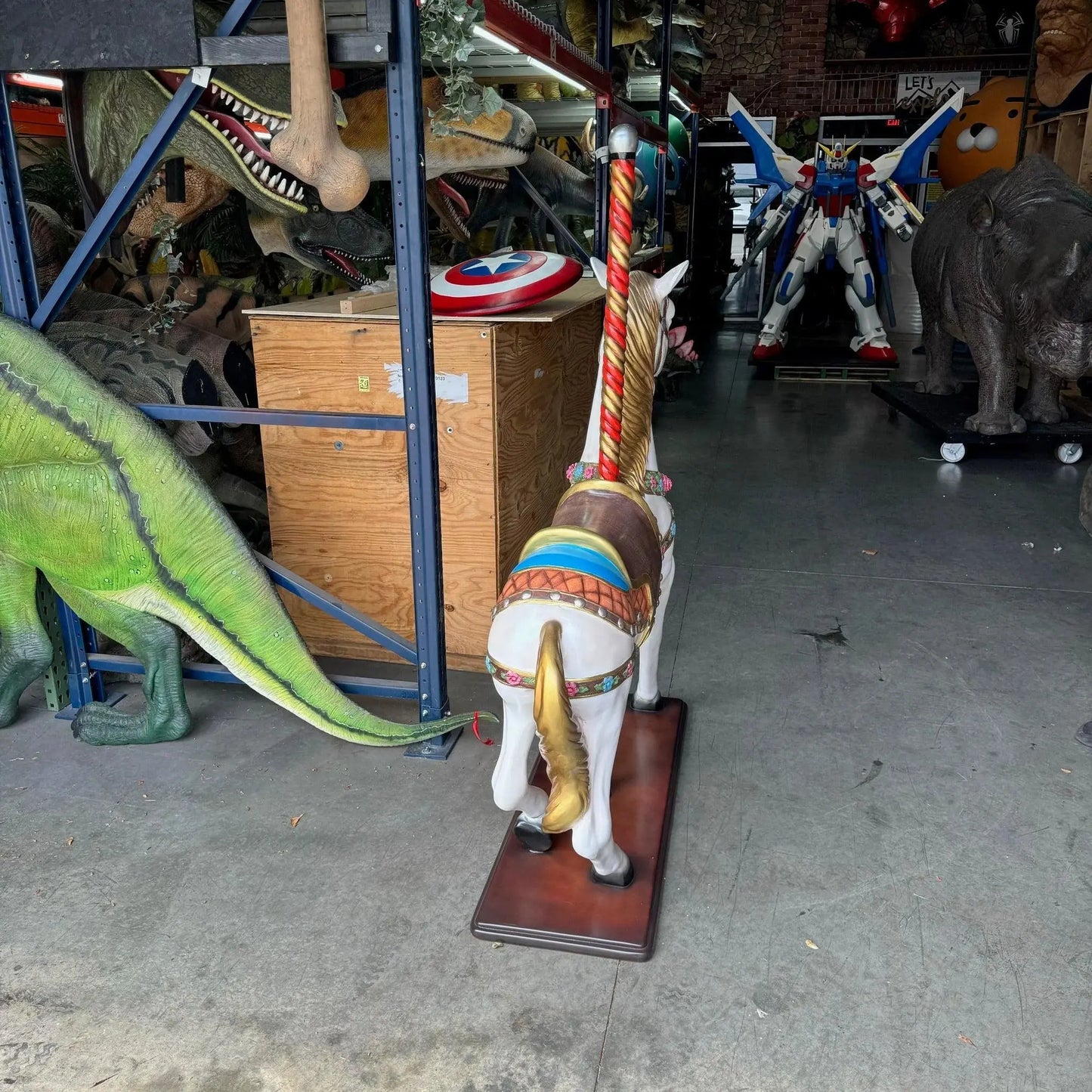 White Carousel Horse Statue A0338-130045-H