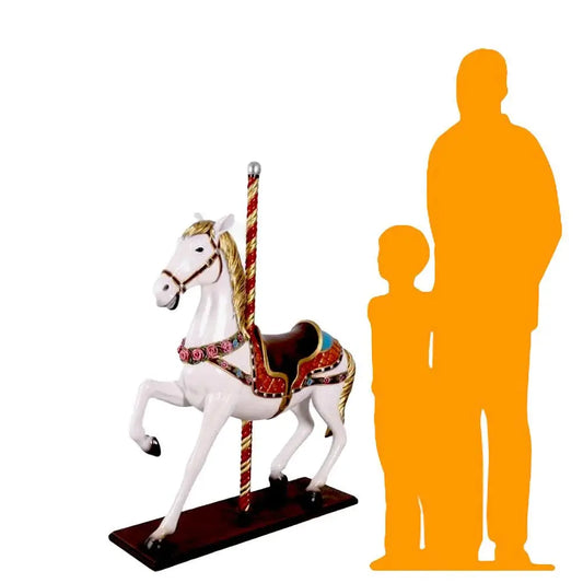 White Carousel Horse Statue A0338-130045-H