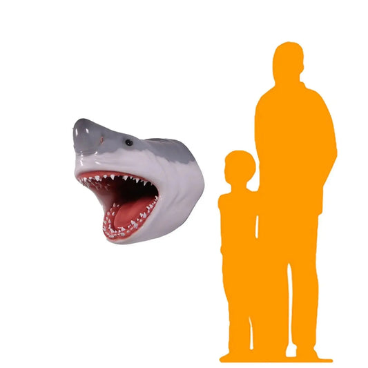 Gray Shark Head Statue A0308-130046-H