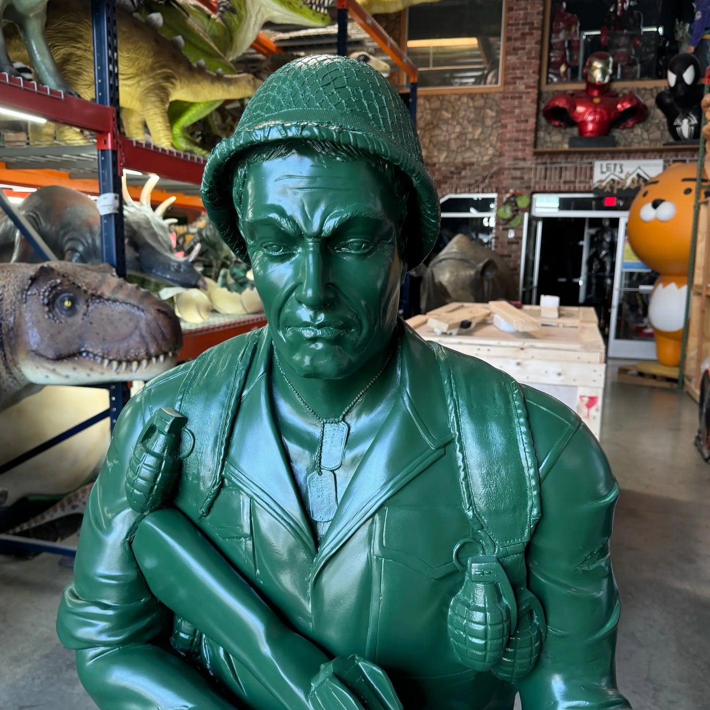 Green Army Soldier Life Size Statue LS195G-130059-H