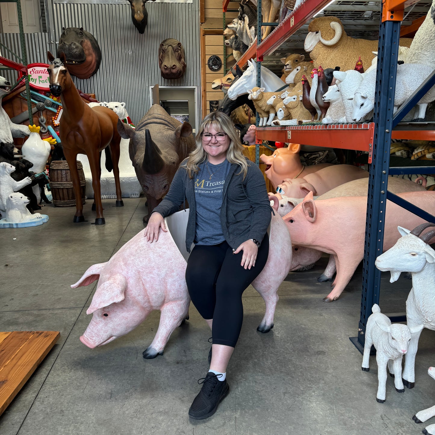 Pig Bench Statue