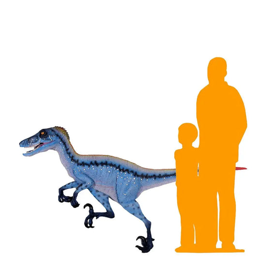 Blue Deinonychus Dinosaur Wall Decor Statue A0526-140029-H