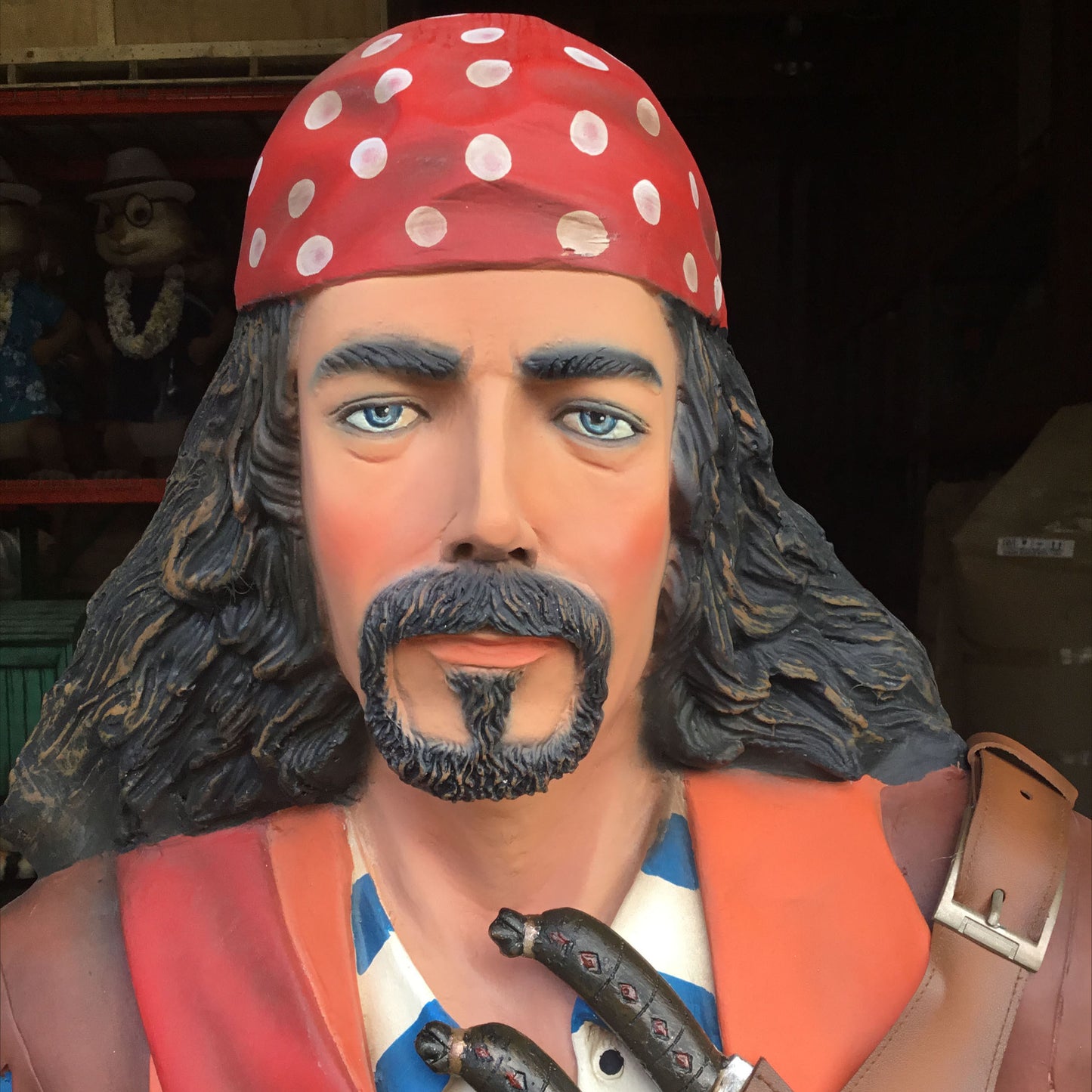 Pirate on Wine Barrel Life Size Statue