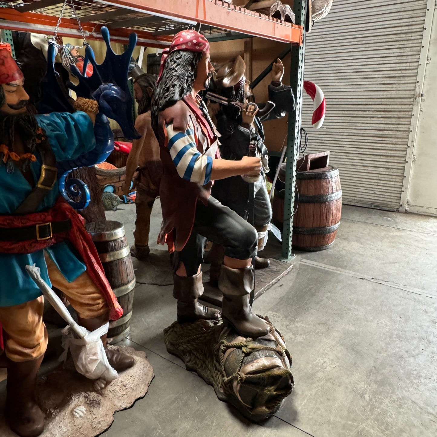 Pirate on Wine Barrel Life Size Statue