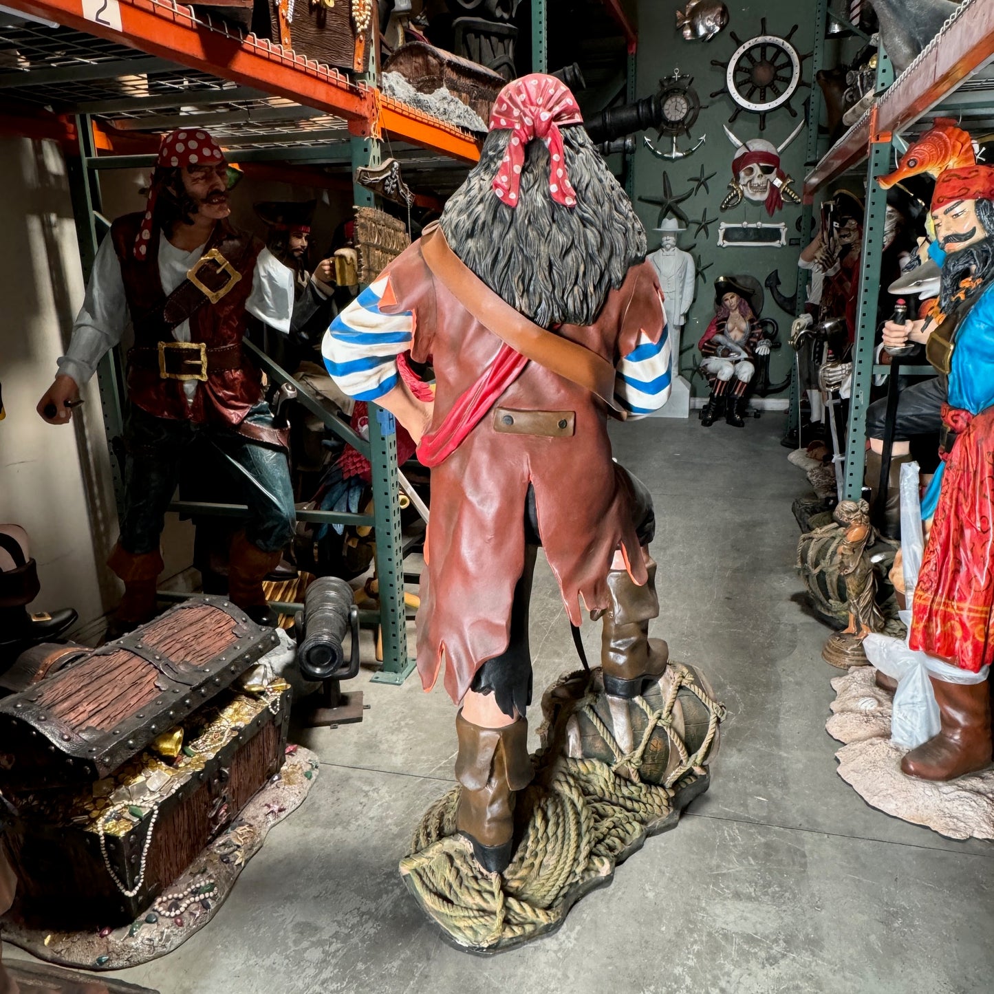 Pirate on Wine Barrel Life Size Statue