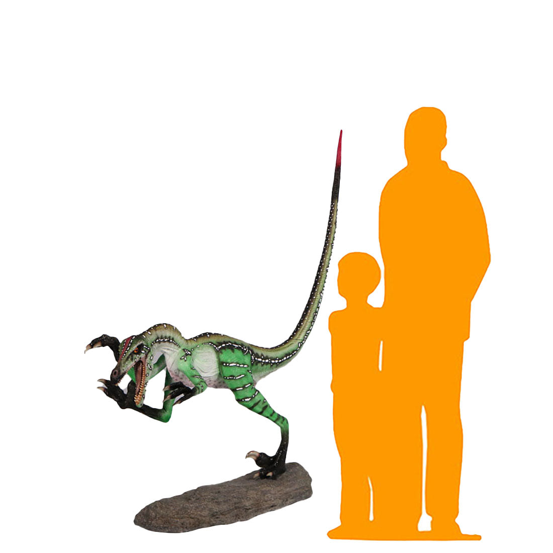 Ferocious Velociraptor Dinosaur Statue