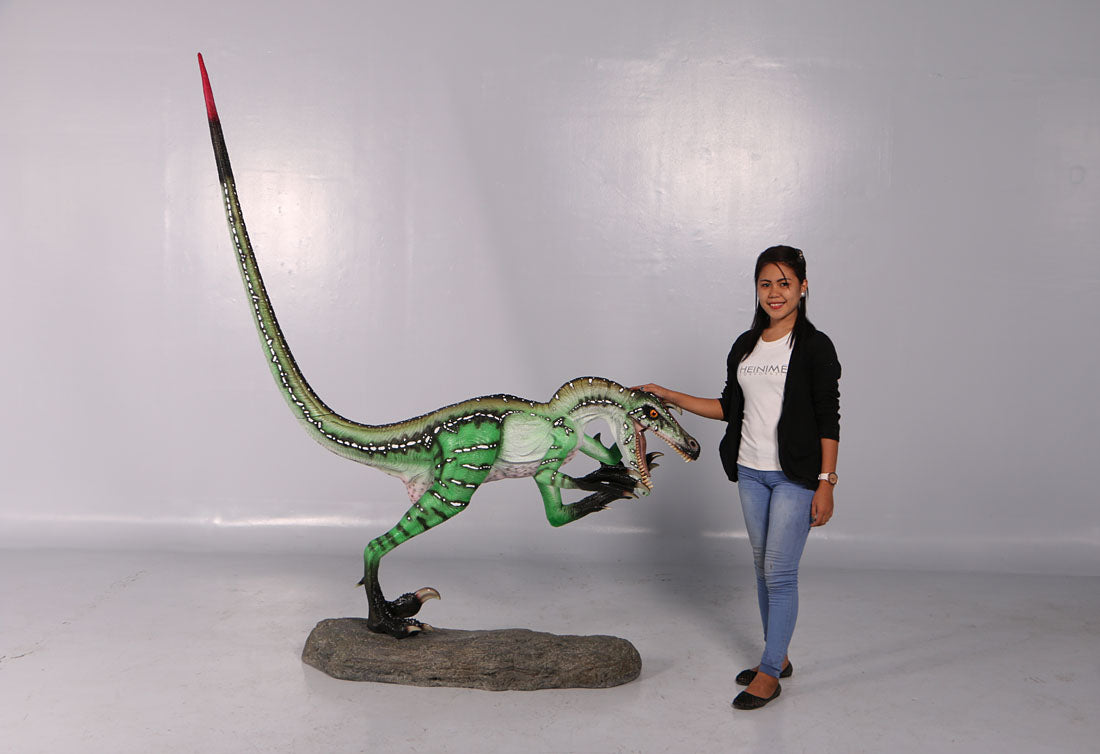 Ferocious Velociraptor Dinosaur Statue