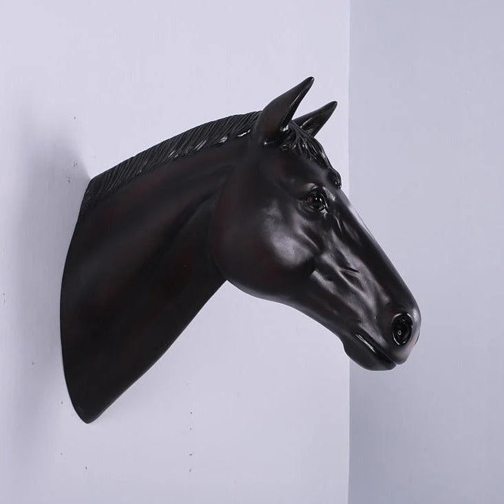 Dark Brown Horse Head Statue