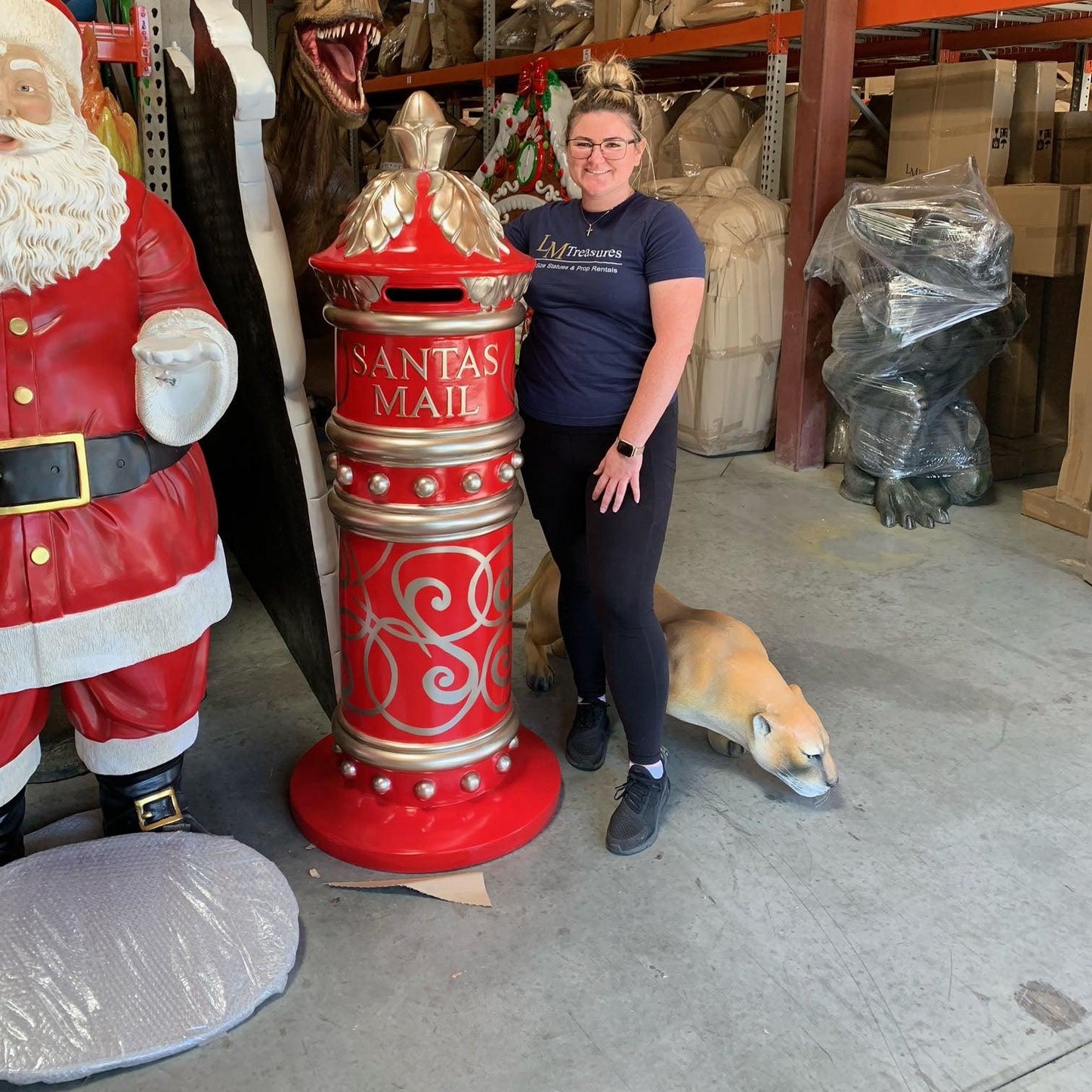 Santa's Christmas Mailbox Statue