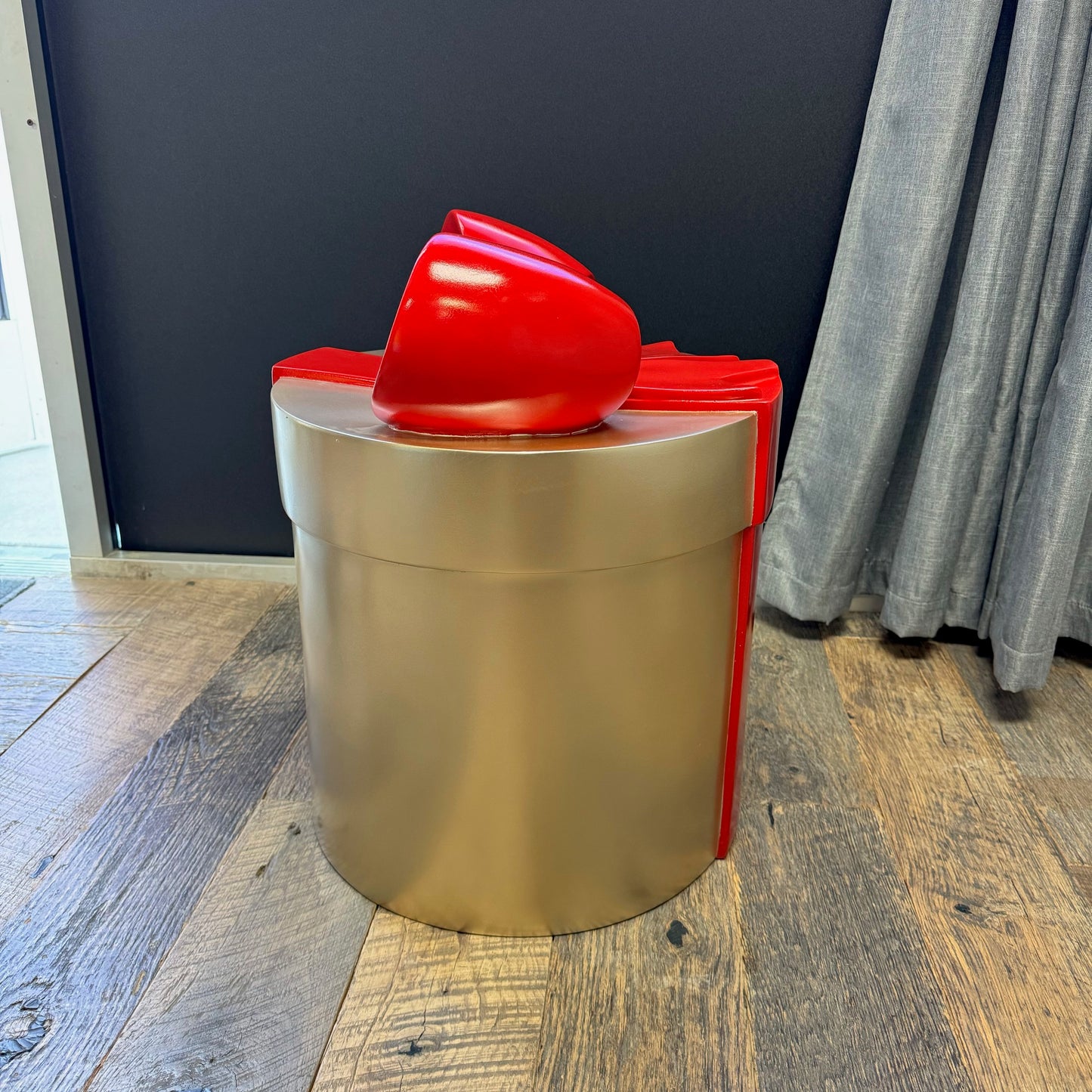 Small Gold Present With Ribbon Statue