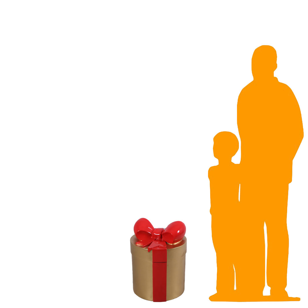 Small Gold Present With Ribbon Statue