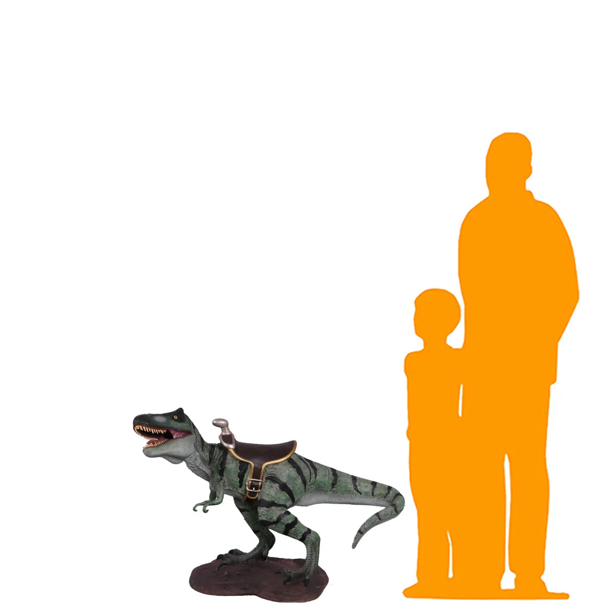 Small T-Rex Dinosaur With Saddle Statue
