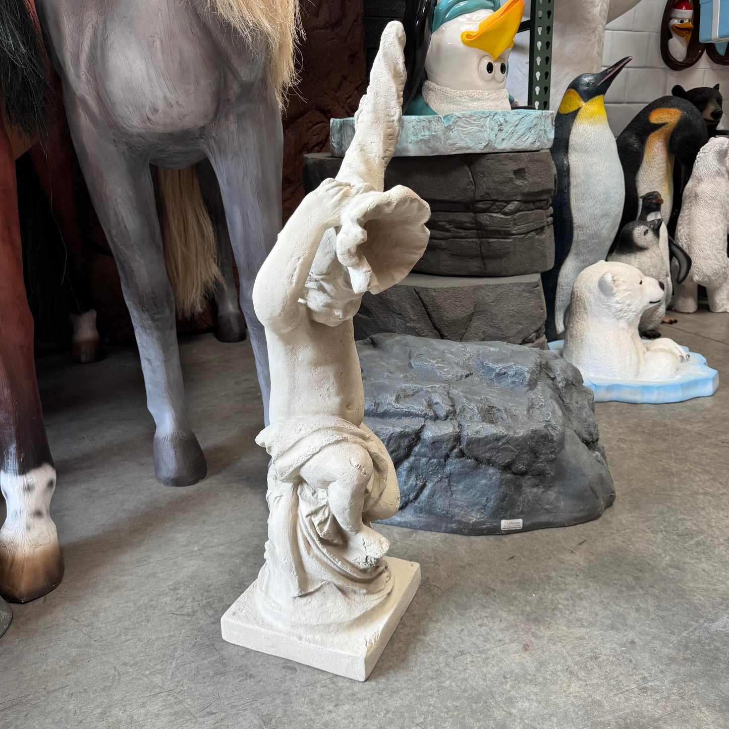 Cupid With Cornucopia Stone Statue