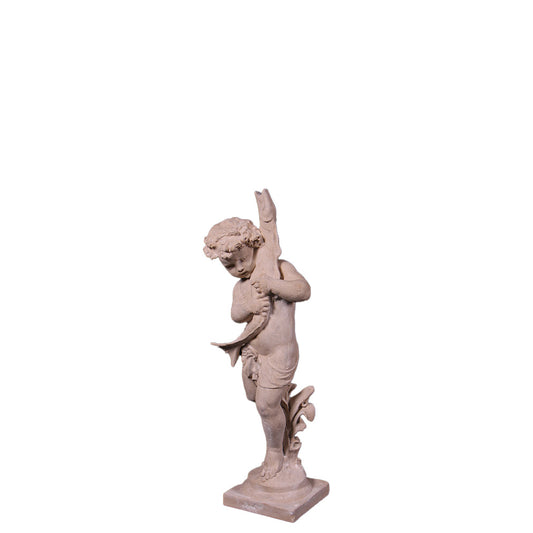 Cupid With Fish Stone Statue