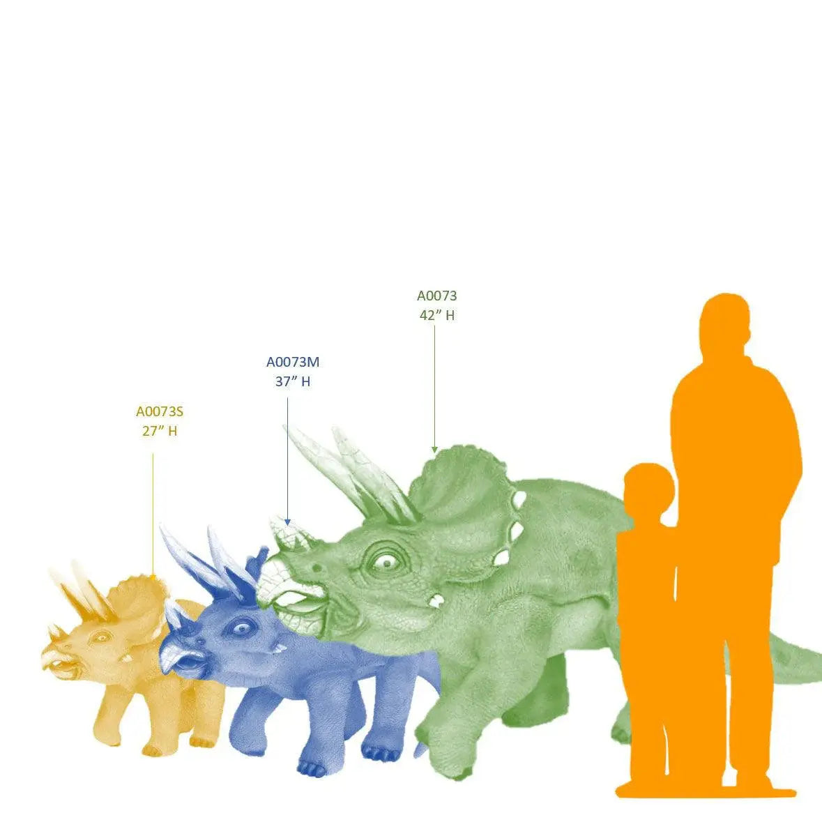 Small Gray Walking Triceratops Dinosaur Statue A0073S-2422-A