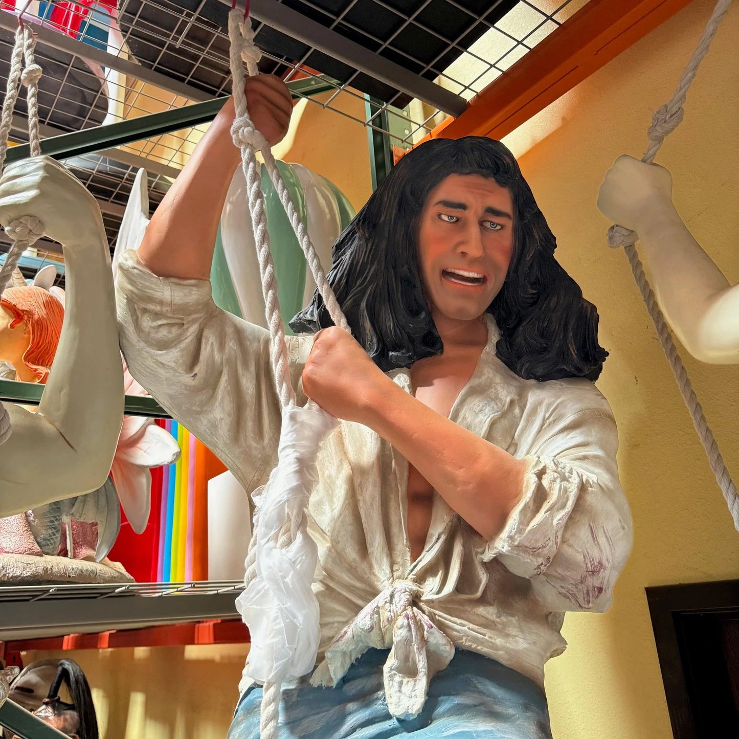 Pirate Hanging on Rope Life Size Statue