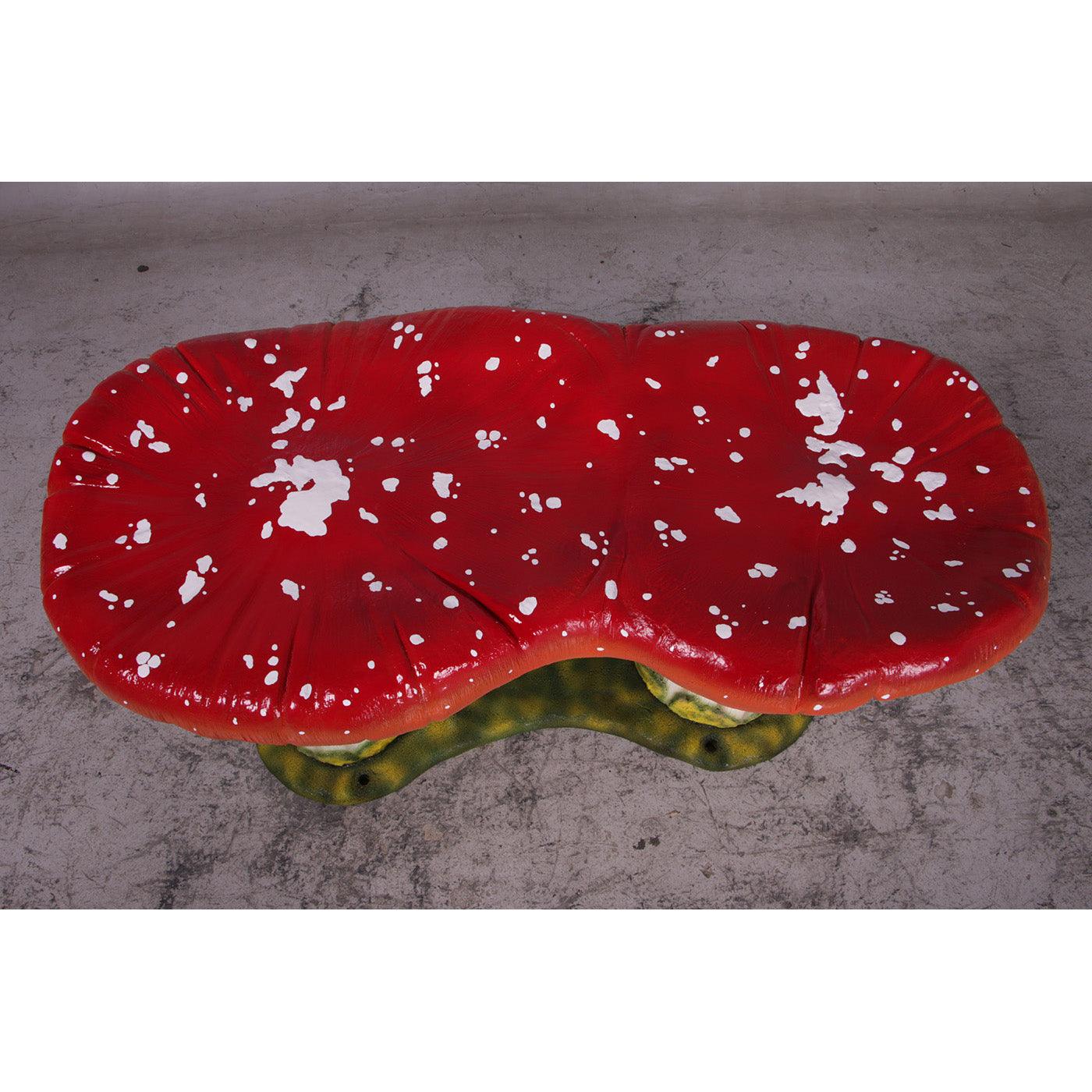 Large Red Double Mushroom Bench Statue