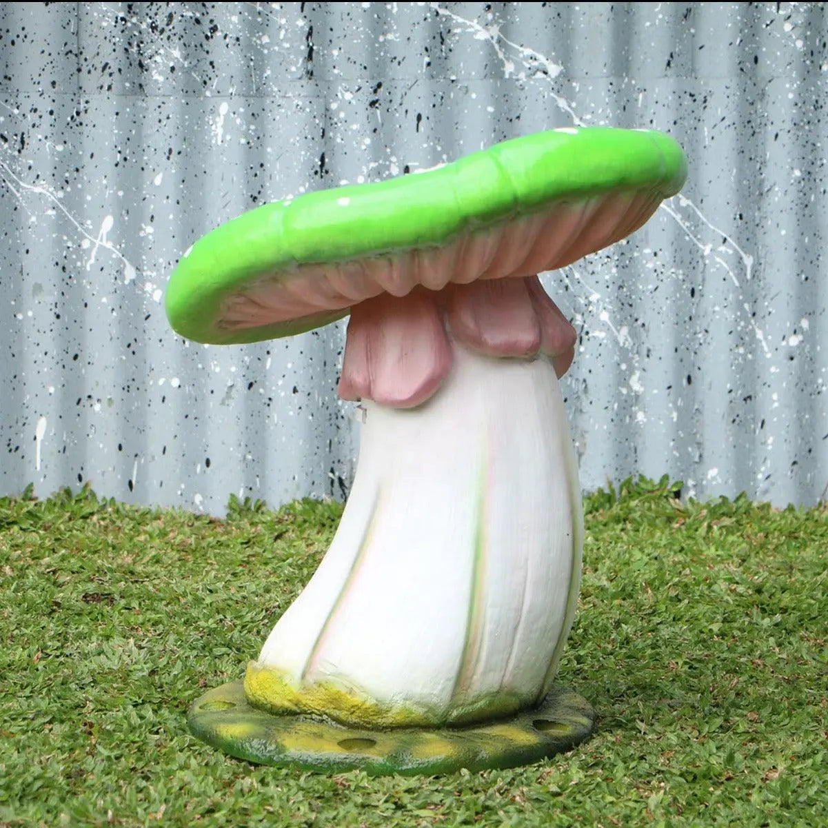 Green Slanted Mushroom Stool Statue R0276G-160014-H