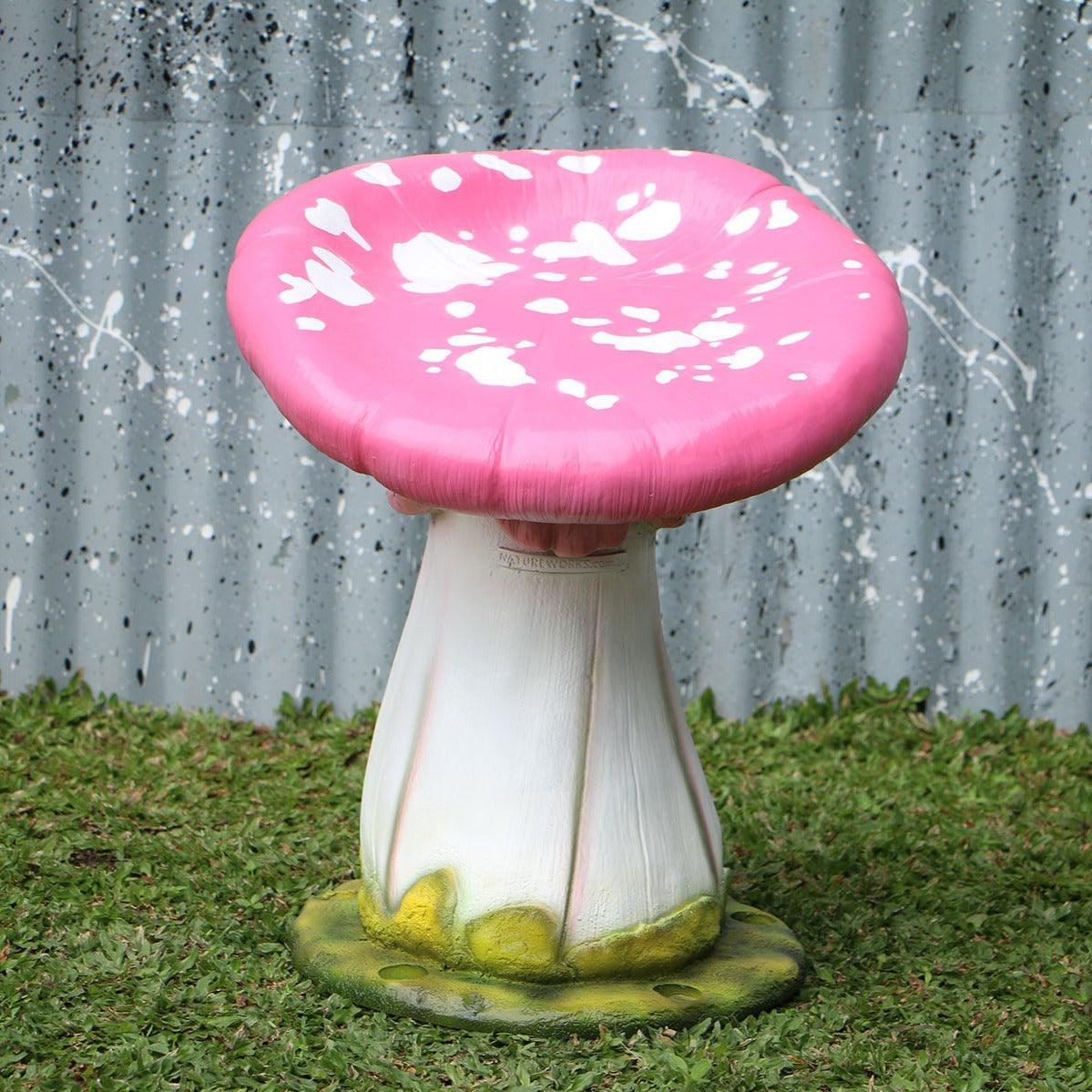 Pink Slanted Mushroom Stool Statue