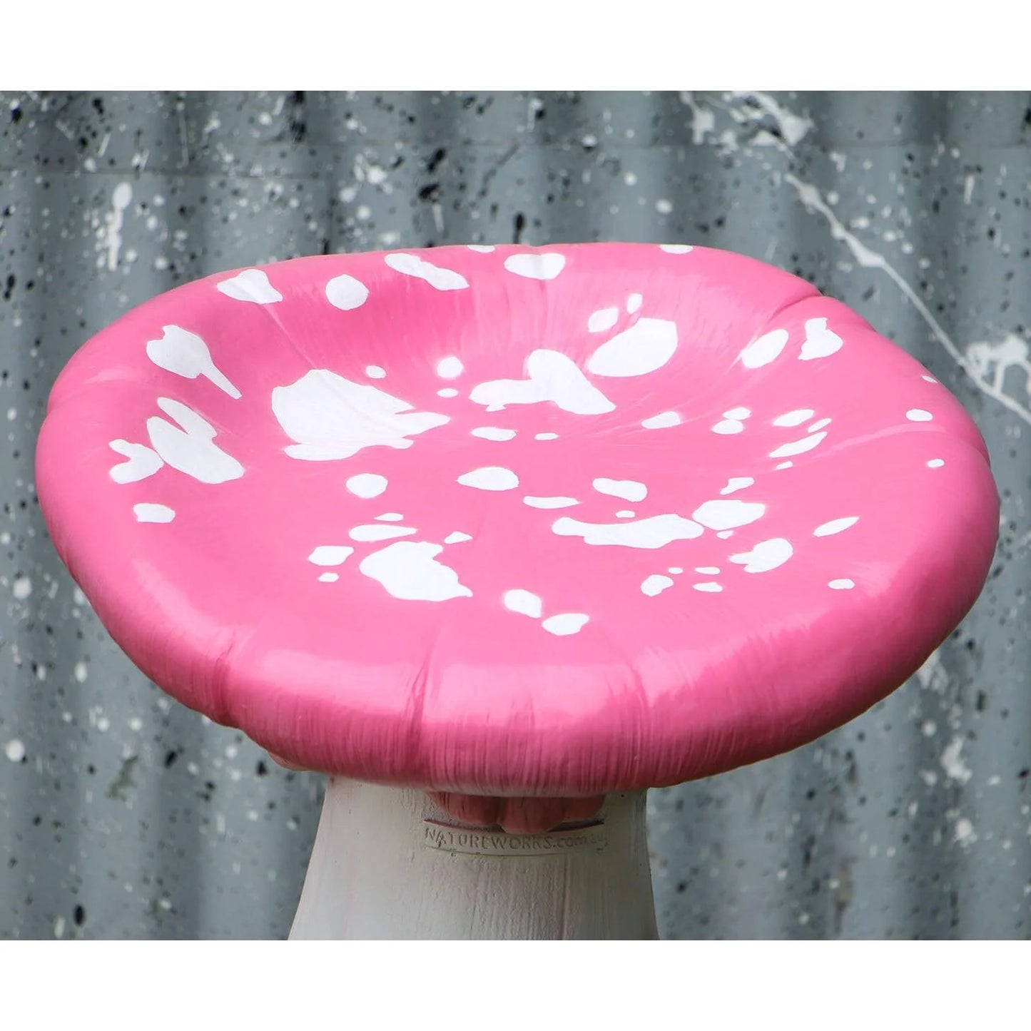 Pink Slanted Mushroom Stool Statue