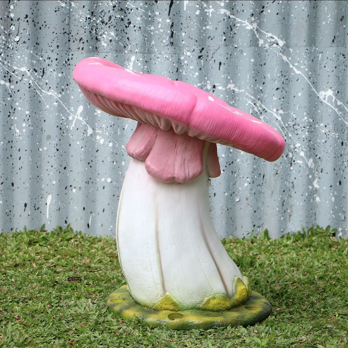 Pink Slanted Mushroom Stool Statue
