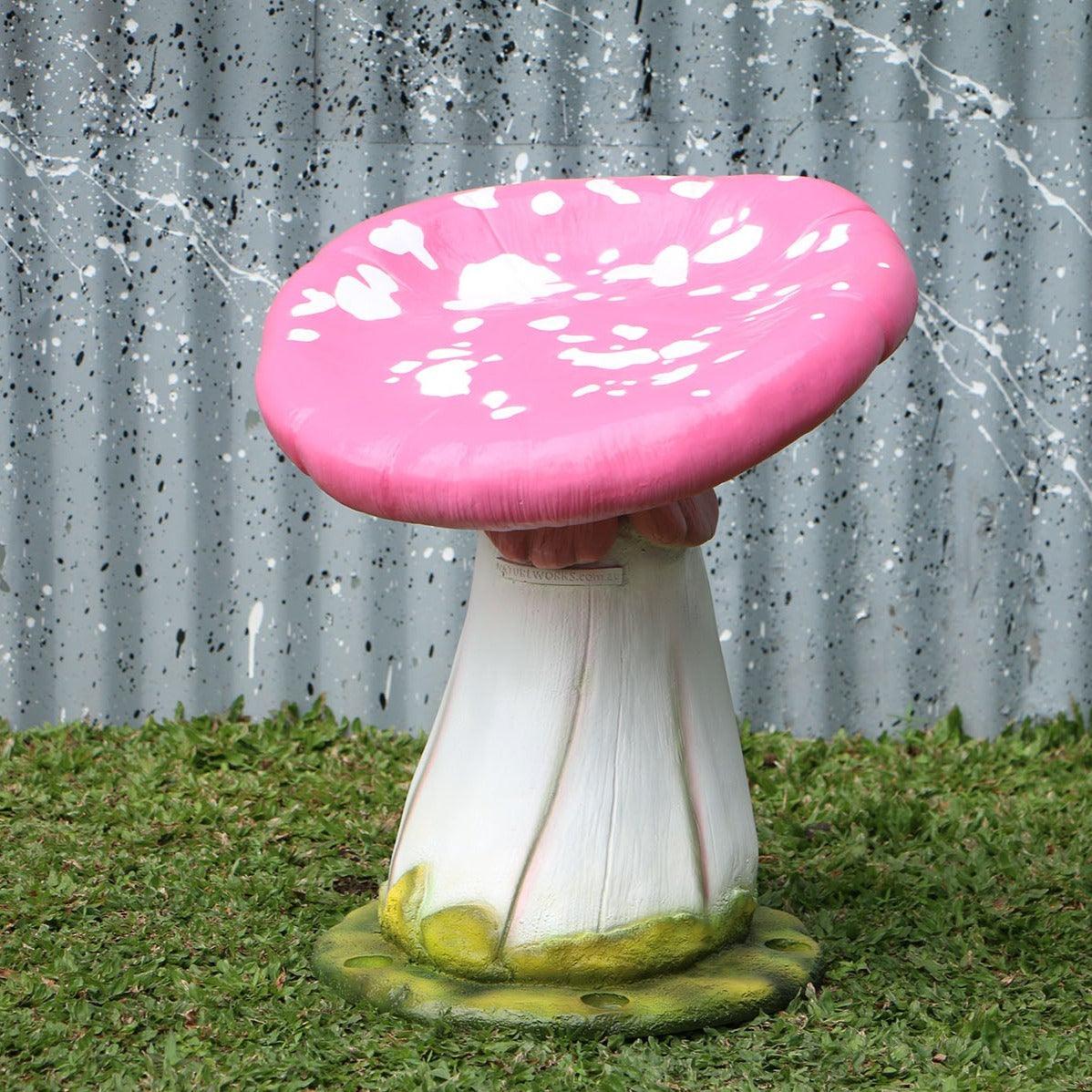 Pink Slanted Mushroom Stool Statue