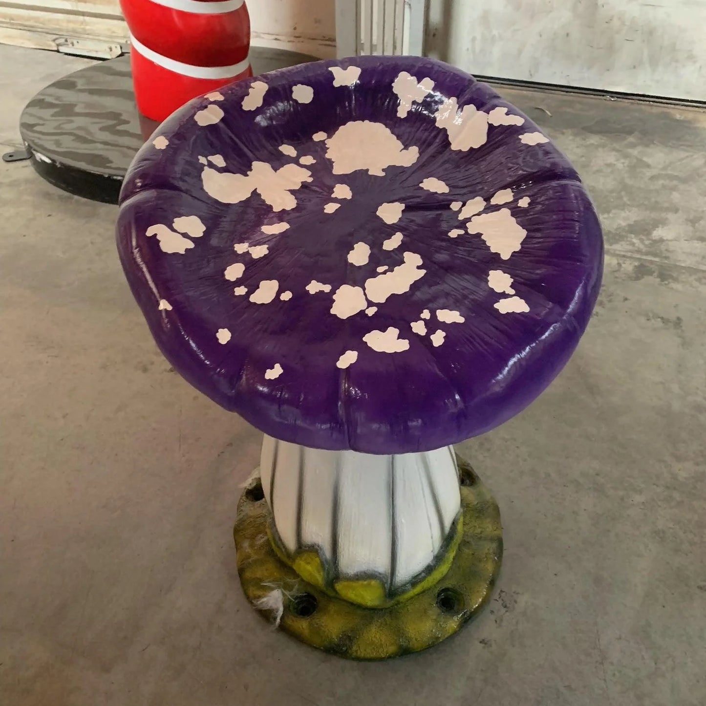Purple Slanted Mushroom Stool Statue