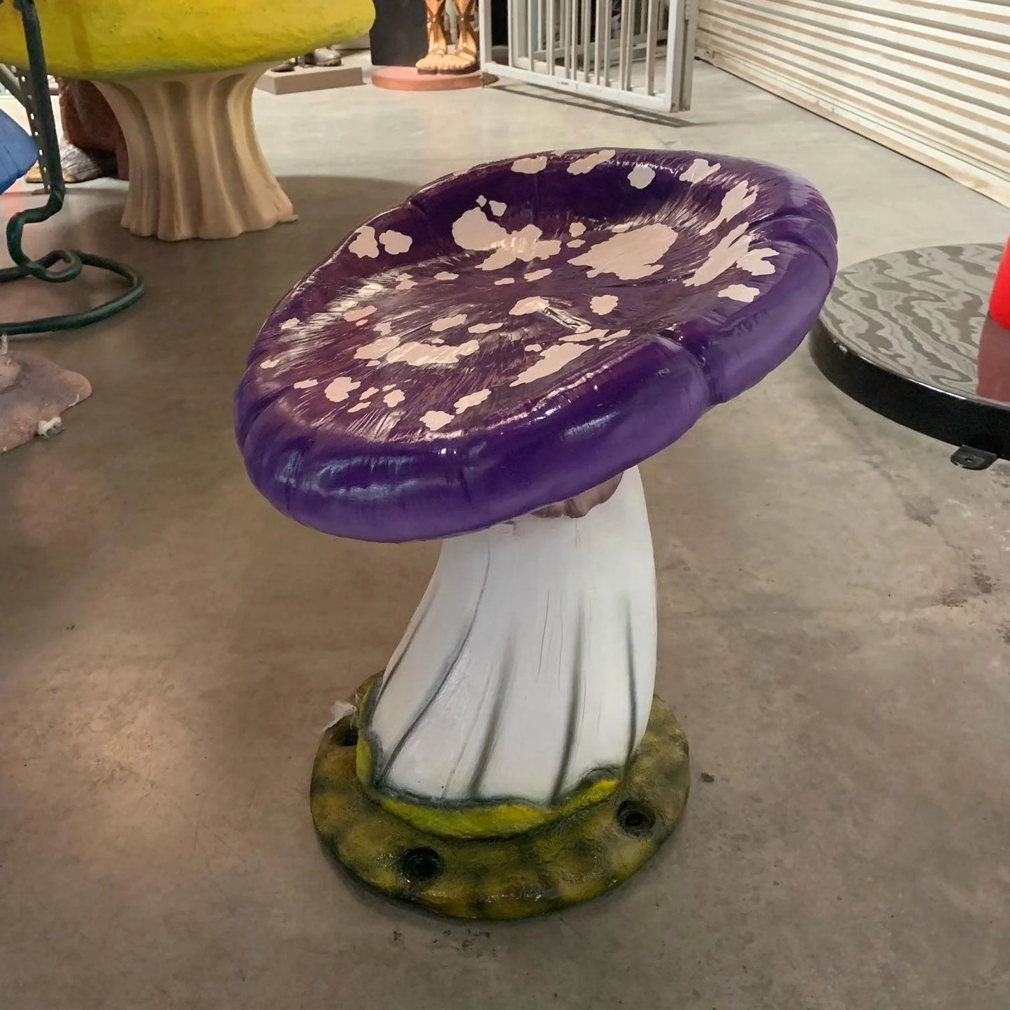 Purple Slanted Mushroom Stool Statue