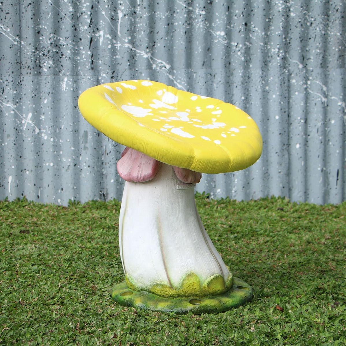Yellow Slanted Mushroom Stool Statue