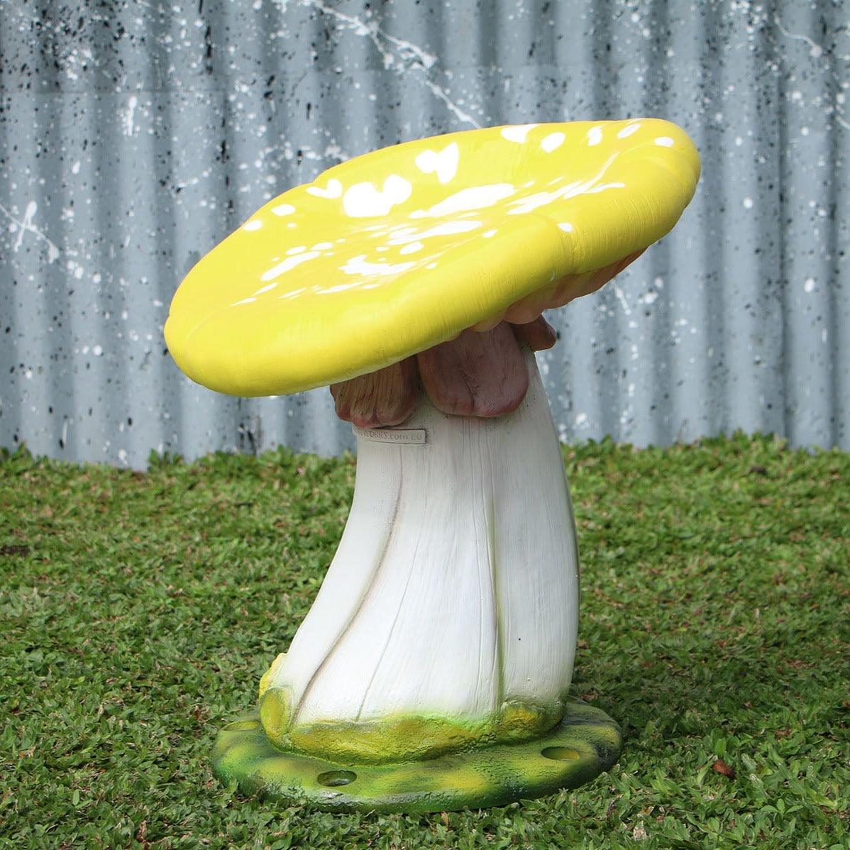 Yellow Slanted Mushroom Stool Statue