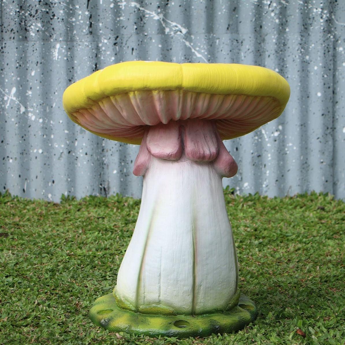 Yellow Slanted Mushroom Stool Statue