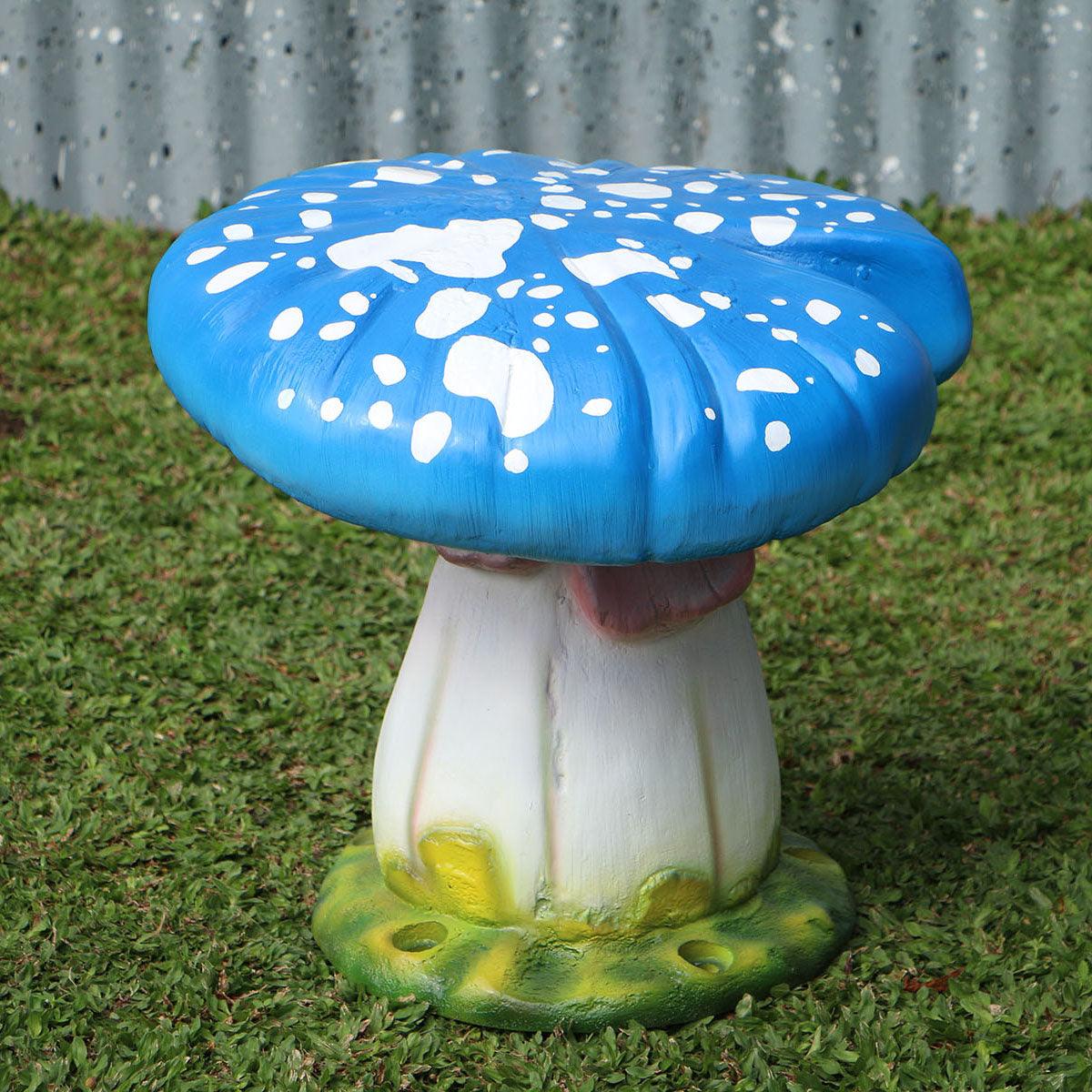 Blue Split Mushroom Stool Statue