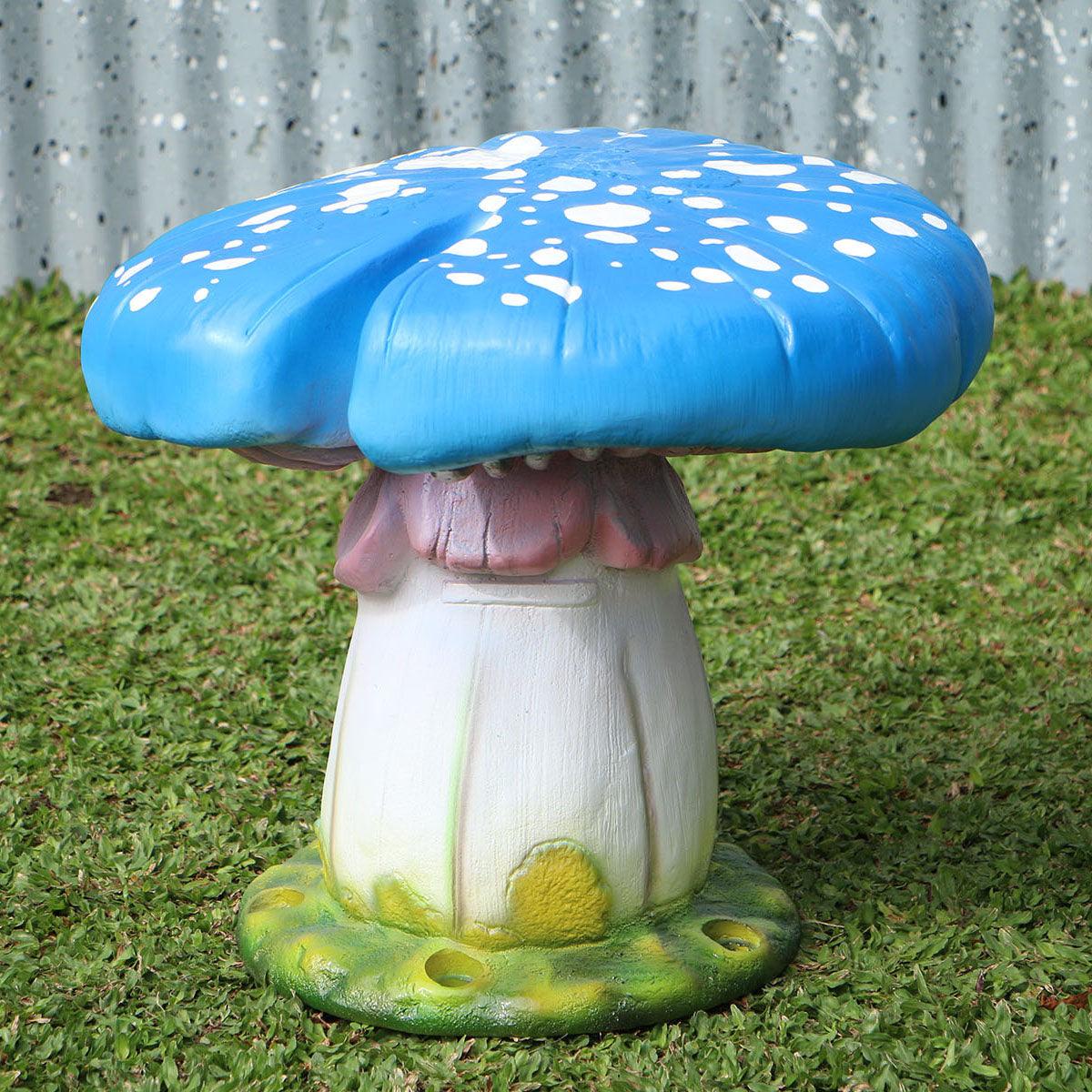 Blue Split Mushroom Stool Statue