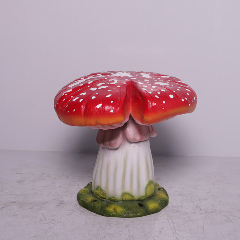 Red Split Mushroom Stool Statue