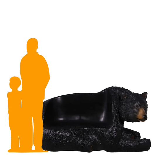 Black Bear Bench Statue A0891-160017-H