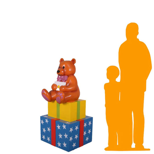 Presents with Bear Life Size Statue